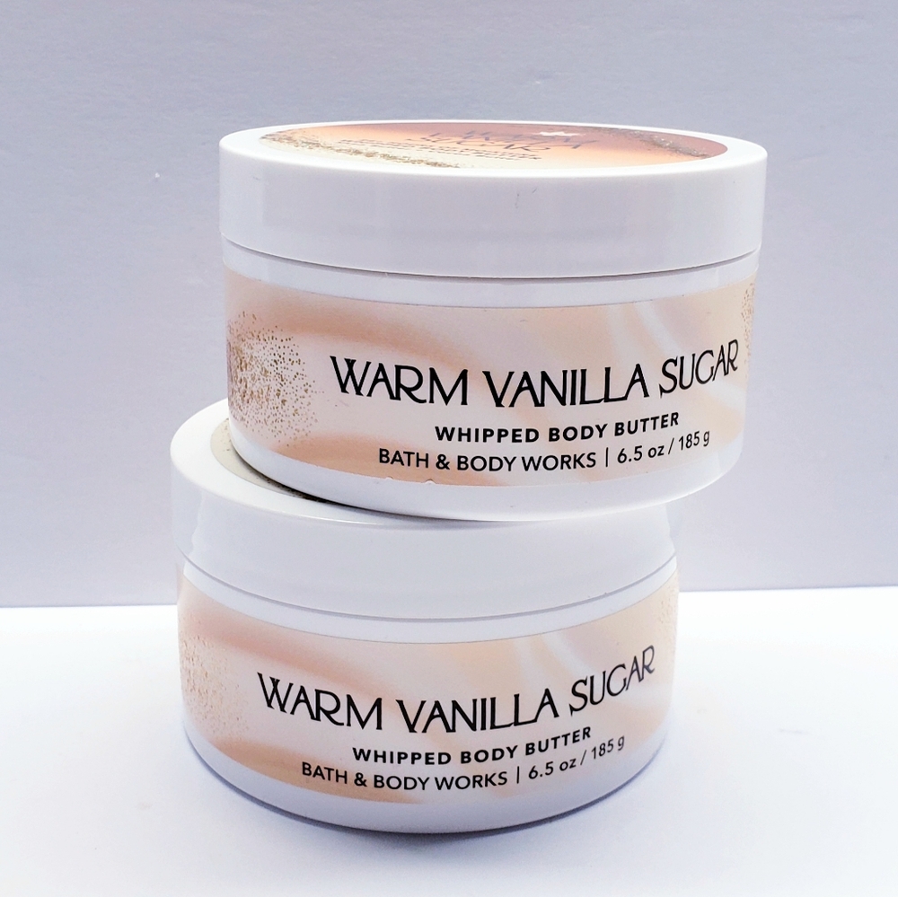 Bath & Body Works WARM VANILLA SUGAR Whipped Body Butter, 6.5 oz/185 g (2 pack)